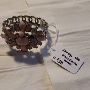 Elegant Pink and Silver Floral Bracelet
